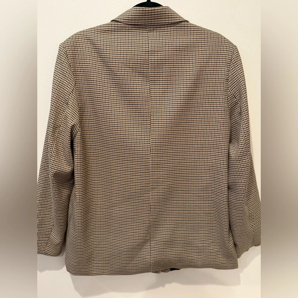 BLANKNYC Houndstooth Double Breasted Blazer Jacket Brown Check Size L